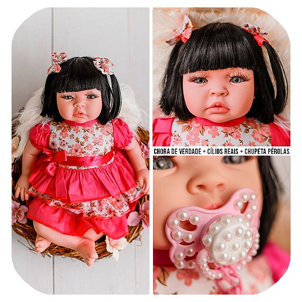 Boneca Bebe Reborn menina com chupeta membros de silicone vinil - Minha  Boneca Bebê Reborn - Bonecas Reborn