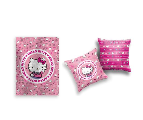 Kit Manta com Almofada 35x35 Hello Kitty Flawless