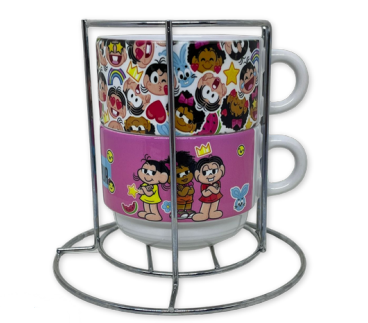 Kit 02 Xícaras Donas da Rua - Turma da Mônica , Porcelana Premium