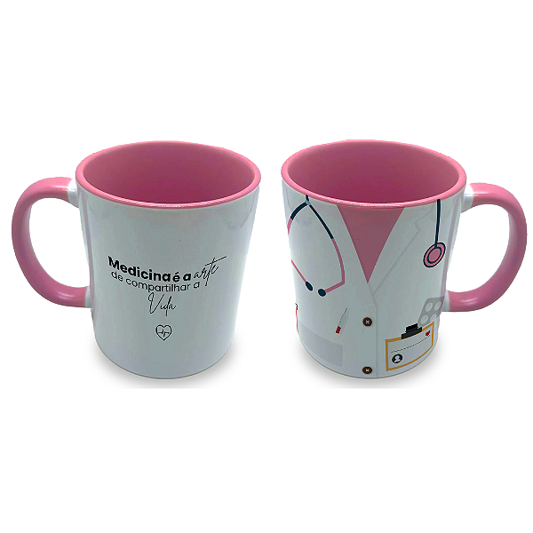 Caneca Rosa Médica Personalizada com Nome