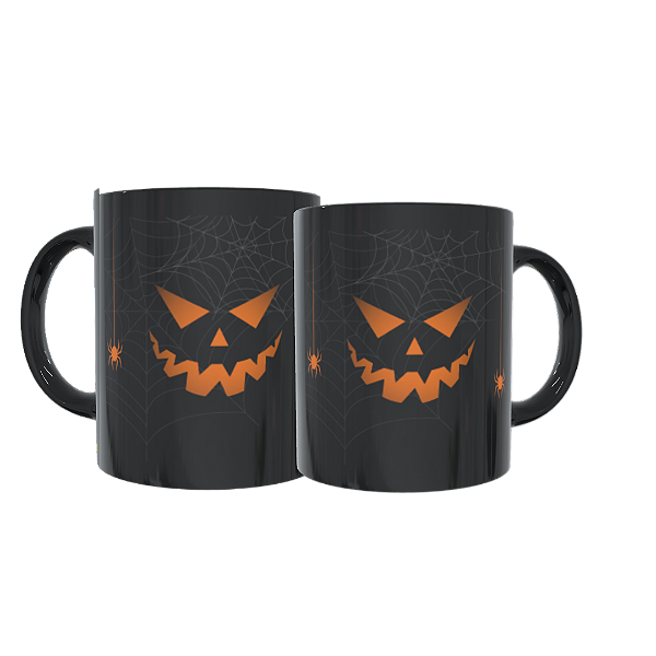Caneca Preta Abobora Assombrada