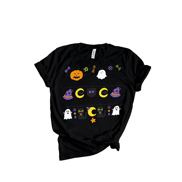 Camiseta Feminina de Algodão Halloween – Estampas Variadas Temáticas