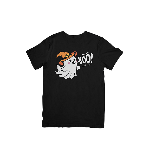 Camiseta Adulto de Algodão Halloween  Fantasminha Boo