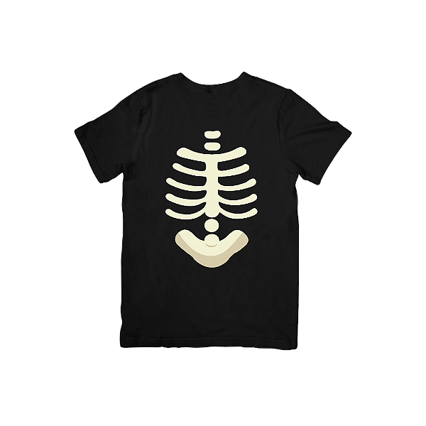 Camiseta Infantil de Algodão Halloween Esqueleto