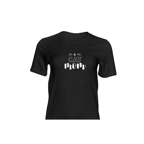 Camiseta Preta Cat Mom Kathavento