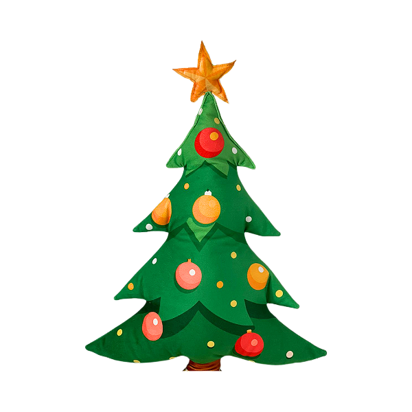 Almofada Formato Árvore de Natal decorada Magica cheia