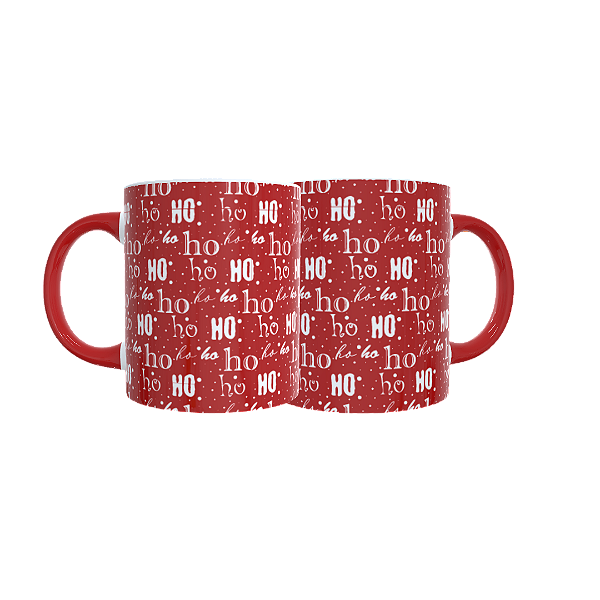 Caneca Porcelana Papai noel Presente Natal 325ml Vermelha Hohoho