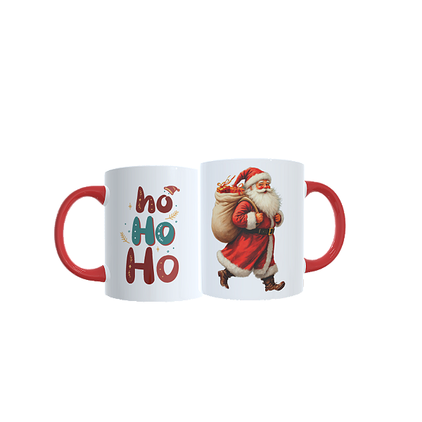 Caneca Porcelana 325ml Papai Noel Vintage