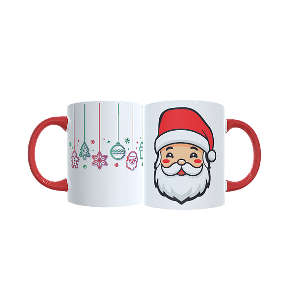 Caneca Porcelana 325ml Rosto Papai Noel Natal