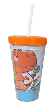 Copo Canudo Dino Skate 470ml