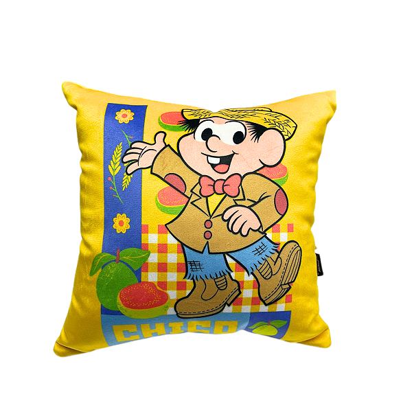 Almofada Chico Bento 'Bão Dimais' 35x35 cm - Turma da Mônica Goiabeira