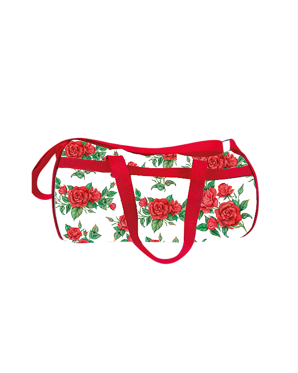 Bolsa Esportiva Rosas Fundo Branco