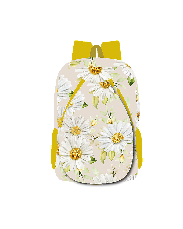Mochila Grande com Compartimento para Raquete | Estampa de Margaridas