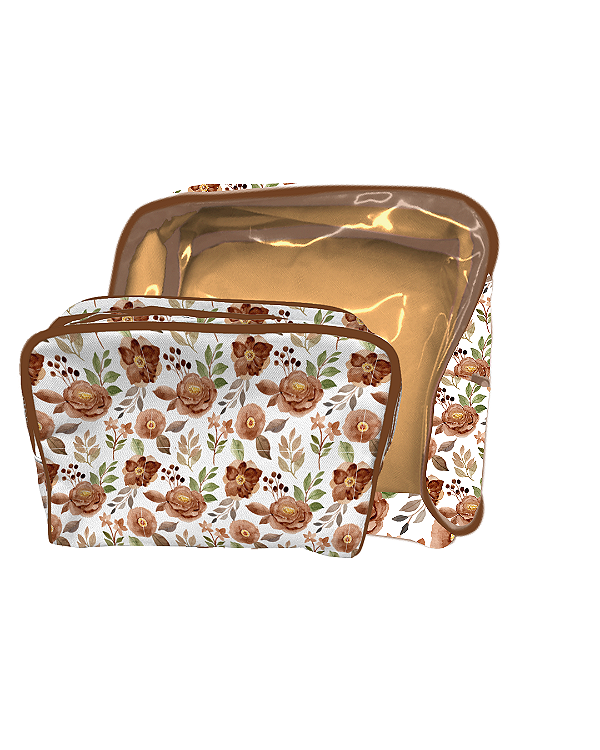 Kit Nécessaire Viagem Floral Mocha