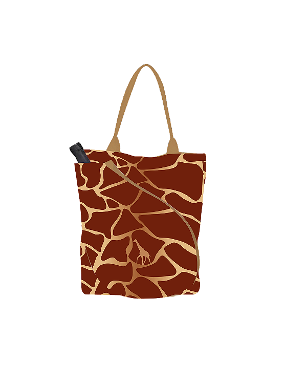 Bolsa Sacola Esportiva Raqueteira – Estampa de Girafa com Bolso para Raquete