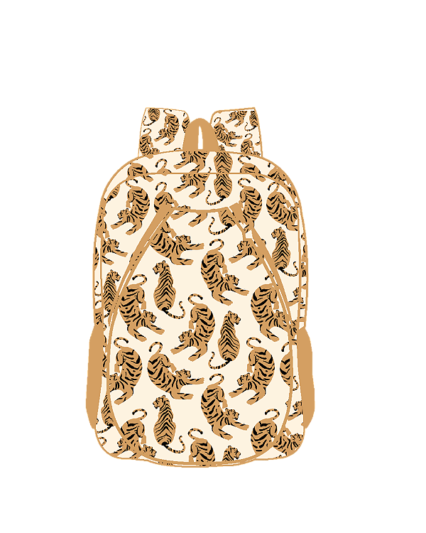 Mochila Grande com Bolso para Raquete de Tênis | Estampa de Tigres Estilosa