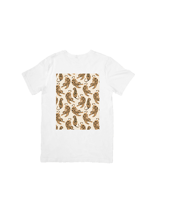 Camiseta Branca de Algodão Tigre