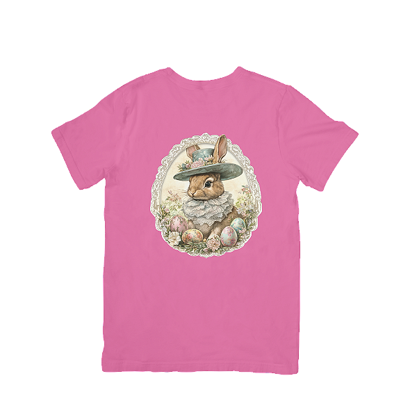 Camiseta Branca Algodão Coelha Vintage