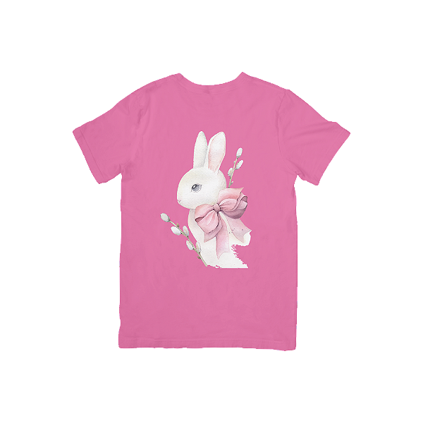 Camiseta Rosa Algodão Coelho Vintage