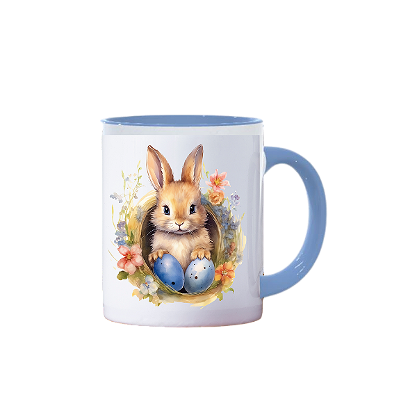 Caneca de Porcelana 325ml Coelho de Páscoa | Presente Fofo e Temático