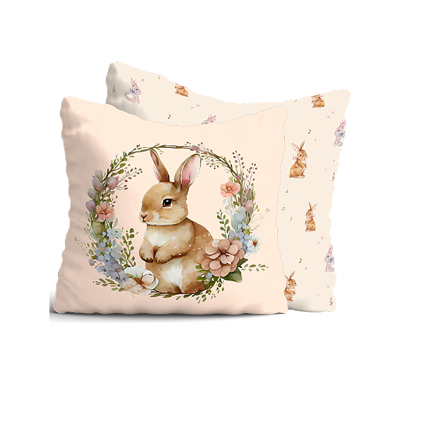 Almofada Quadrada Coelho 35x35cm | Fofura e Conforto na Decoração