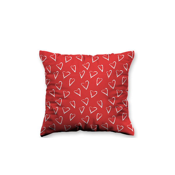 Almofada Aveludada 35x35 - Vermelha Corações