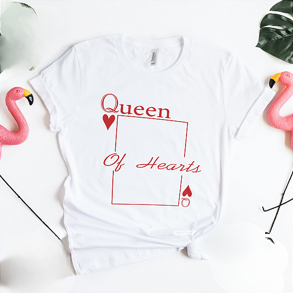 Camiseta Feminina Branca de Algodão P - Queen of Hearts