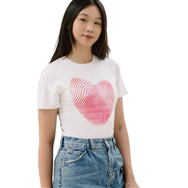 Camiseta Feminina Branca de Algodão  - Digital do amor