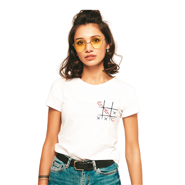 Camiseta Feminina Branca de Algodão P - Jogo do amor