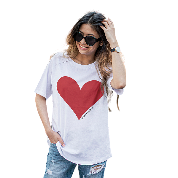 Camiseta Feminina Branca de Algodão P - Já era amor antes de ser