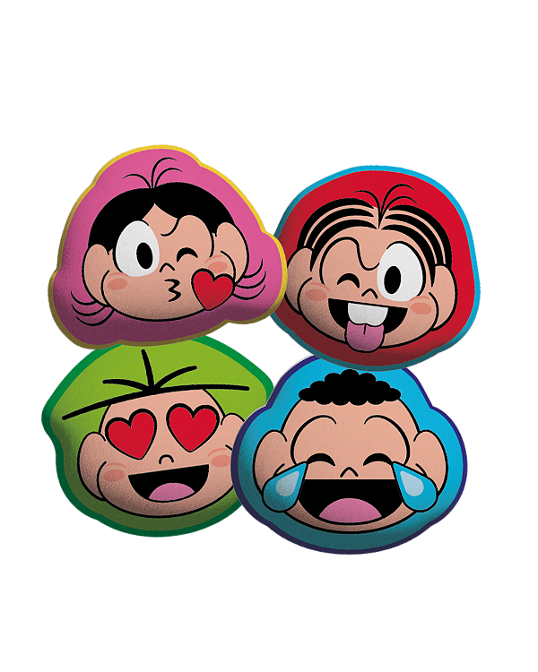 Kit 4 Almofadas Rosto Turma da Mônica - Mônica, Cebolinha, Cascão e Magali | Decoração Infantil