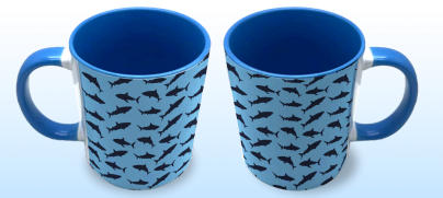 Caneca Porcelana 325ml Estampa Tubarões | Criativa, Resistente e Ideal para o Dia a Dia