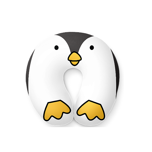 Almofada de Pescoço Infantil Aveludada Pinguim – Fofa, Macia e Confortável