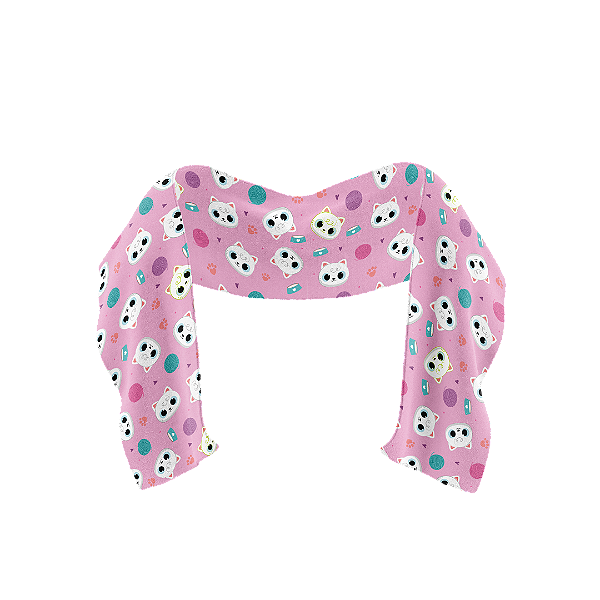 Cachecol Infantil de Inverno Gatinha | Estampa Meiga em Tecido Satin Macio