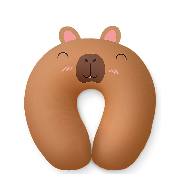 Almofada de Pescoço Infantil Aveludada Rostinho Capivara – Macia, Fofa e Divertida