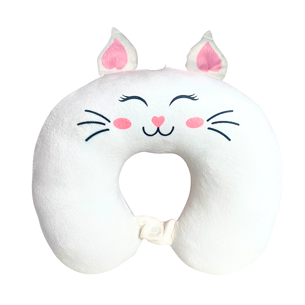 Almofada de Pescoço Infantil Aveludada Gatinha– Macia, Fofa e Divertida