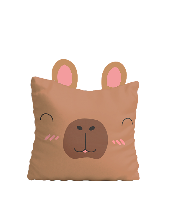 Almofada Aveludada 35x35 - Capivara orelinhas 3D