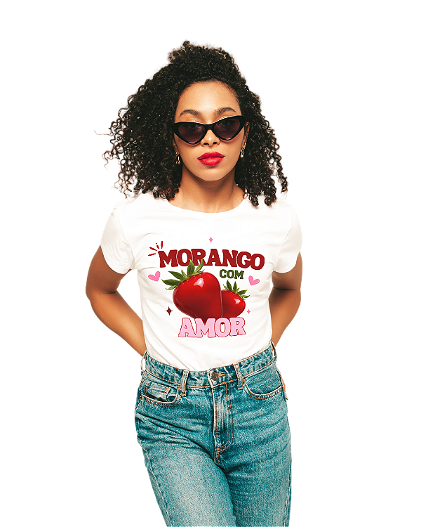 Camiseta Branca - Morango com Amor