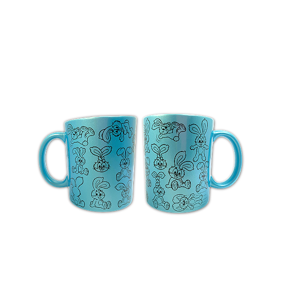 Caneca Porcelana 325ml Peroada Azul Sansão - Turma da Mônica