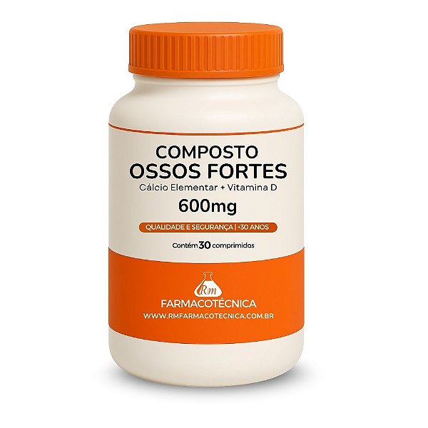 Composto Ossos Fortes (Cálcio Elementar 600mg + Vitamina D400UI) - RM Farmacotécnica® (Comprimidos)