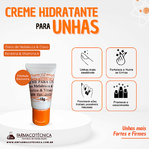 Creme Hidratante para Unhas - RM Farmacotécnica®
