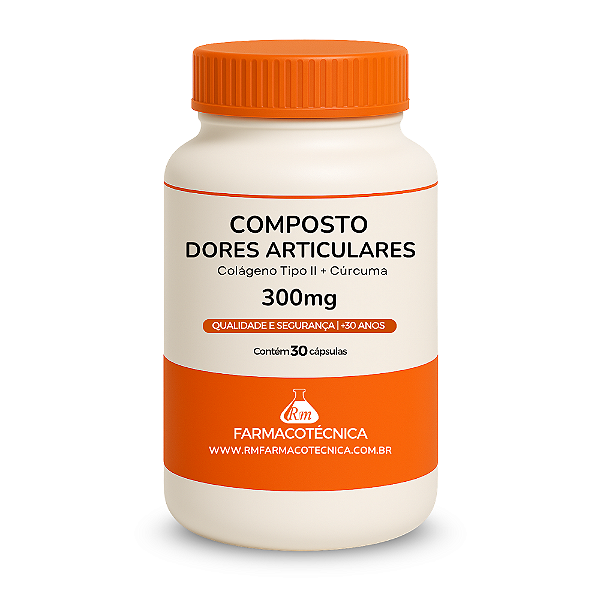 Composto Dores Articulares 300mg - RM Farmacotécnica® (Colágeno Tipo 2 + Curcumina) - (Cápsulas)