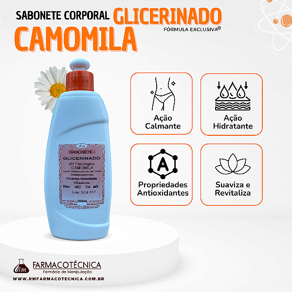 Sabonete Corporal Glicerinado de Camomila 350ml - RM Farmacotécnica®