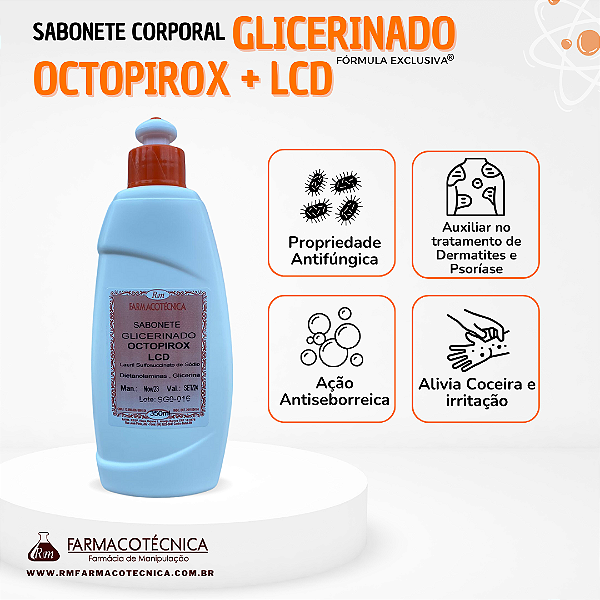Sabonete Corporal Glicerinado com Octopirox + LCD 350ml - RM Farmacotécnica®