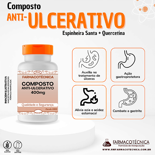 Composto Anti-Ulcerativo (Espinheira Santa 300mg + Quercetina 100mg) - RM Farmacotécnica® (Cápsulas)