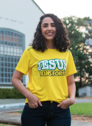 CAMISETA JESUS TRANSFORMA AMARELA GG JMN