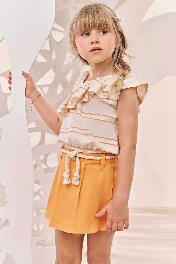 Conjunto Blusa e Saia Shorts laranja