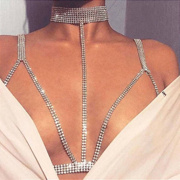 Top Sutiã Manta de Strass