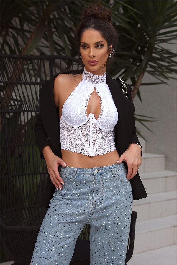 Croped em Renda Frente Única