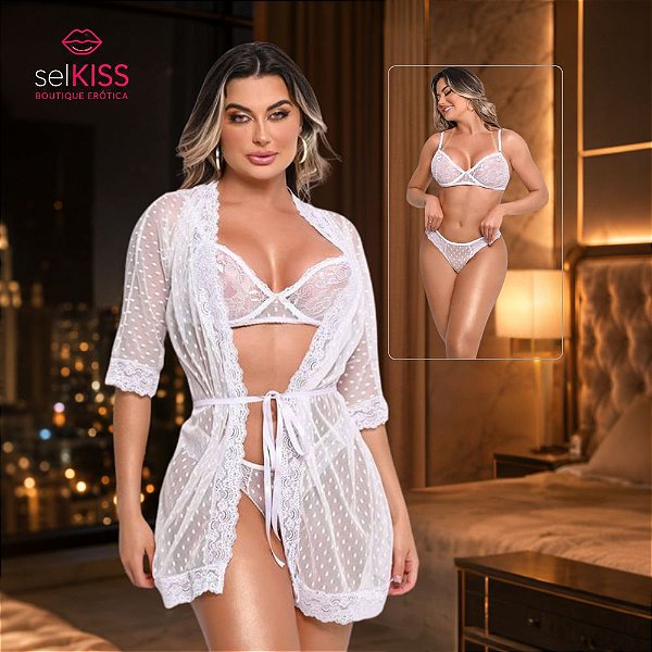 Conjunto Sutiã, Calcinha e Robe